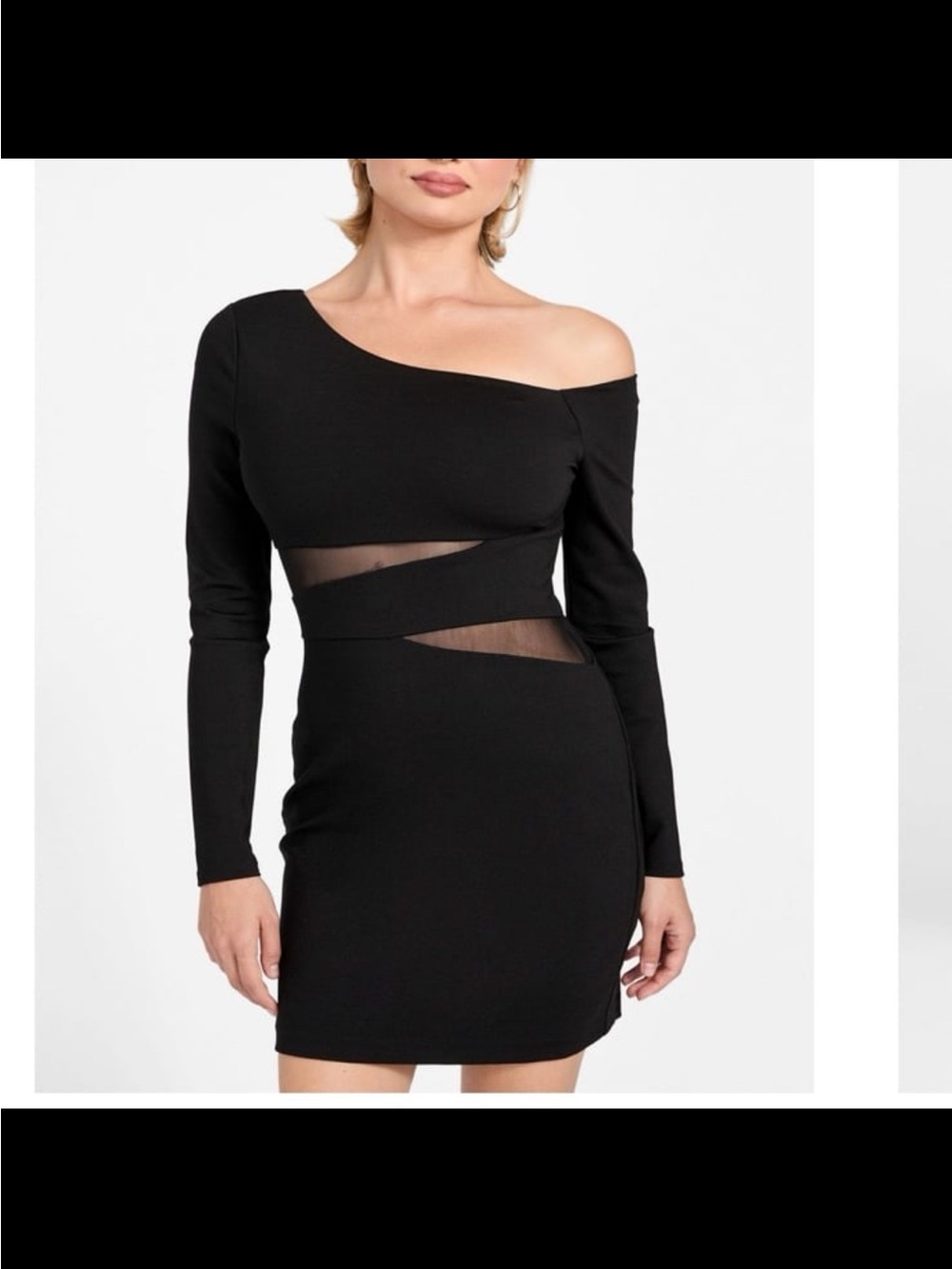 NWT guess women’s one shoulder Noel bodycon mini dress black size medium